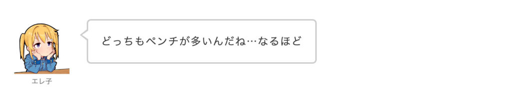 エレ子：どっちもペンチが多いんだね…なるほど